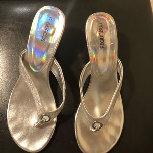 Maurices Silver shimmery sandals/heels